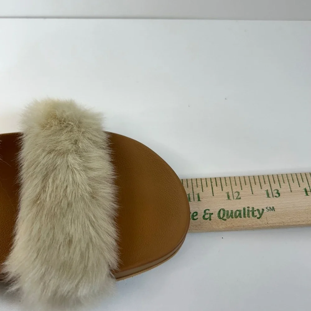 Reef Après Ski Cushion Vista Cozy 10 Faux Fur Slides Tan Coastal Grandmother